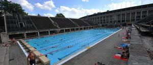Hallo Nachbar! Das Stadion (hinten) ist ja ziemlich modern, die Tribünen des Schwimmstadions sind alles andere als schön.