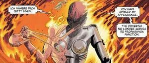 "Ich nähere mich jetzt Ihnen". Das Deutsch, dass Alan Moore seine Figuren sprechen lässt, klingt oft ein wenig hölzern.