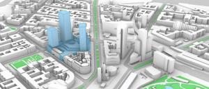 Simulation der Hochhauslandschaft in der City-West.
