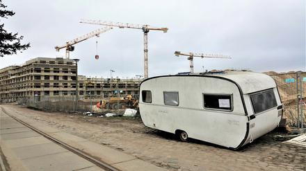 Vor dem Trailerpark in Karlshorst. 