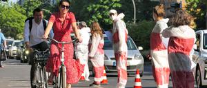 Pop-up-Radweg in der Müllerstraße im Bezirk Wedding. Die Initiative Changing Cities hatte die Aktion im vergangenen Sommer ins Leben gerufen.