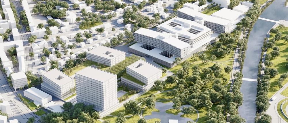 In 2050 soll das neue Benjamin Franklin fertig sein: Entlang der Mittelachse sind vier neue Gebäude hinzugekommen.