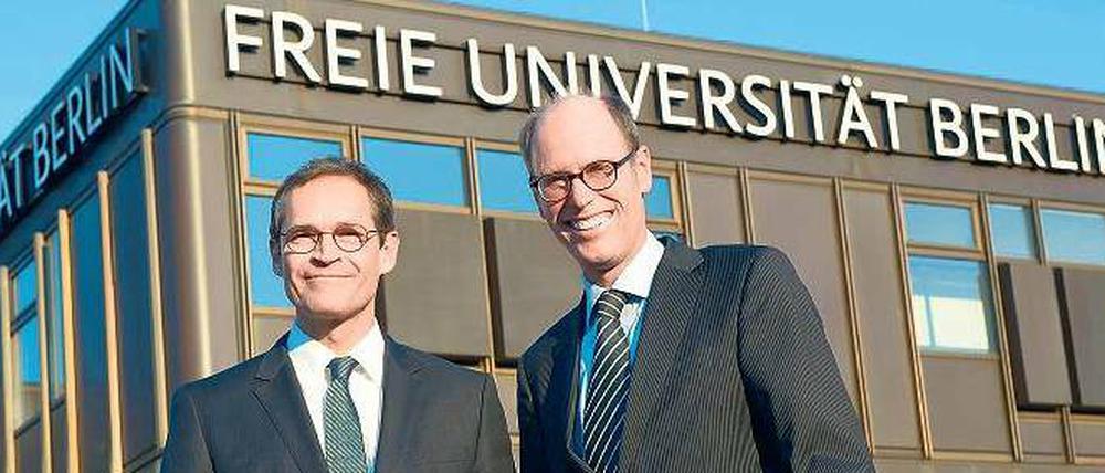 Campus-Spaziergang. Michael Müller und FU-Präsident Peter-André Alt.