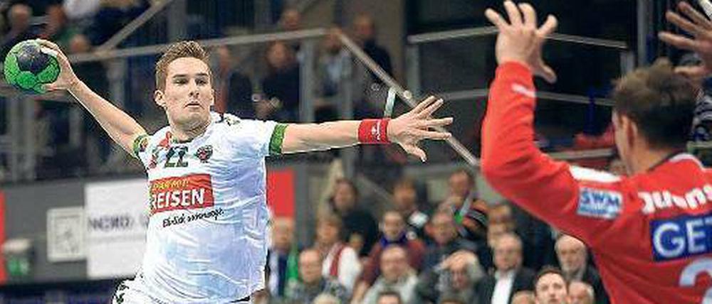 Aufgestiegen. Wie schon gegen Magdeburg wird Tom Skroblien aus dem zweiten Füchse-Team auch heute in Flensburg spielen.
