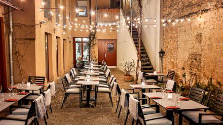 Innenhof des Weinbistros „Der Weinlobbyist“