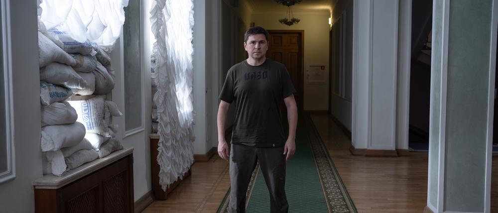 Mykhailo Podolyak photographed during an interview on Aug. 3, 2022 in Kyiv, Ukraine.