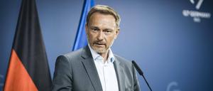 Bundesfinanzminister Christian Lindner FDP im Rahmen einer Pressekonferenz. 