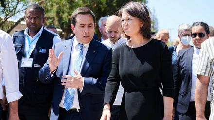 Annalena Baerbock (Bündnis 90/Die Grünen) besucht das Flüchtlingslager Schisto.