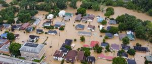 Diese Luftansicht zeigt die Stadt Jackson in Kentucky nach der Sturzflut. 