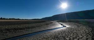 Der Lac du Bouverans im Osten Frankreichs ist zu großen Teilen ausgetrocknet.