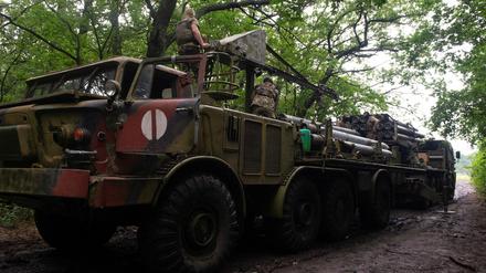 Ukrainische Soldaten in der Region Charkiw. 