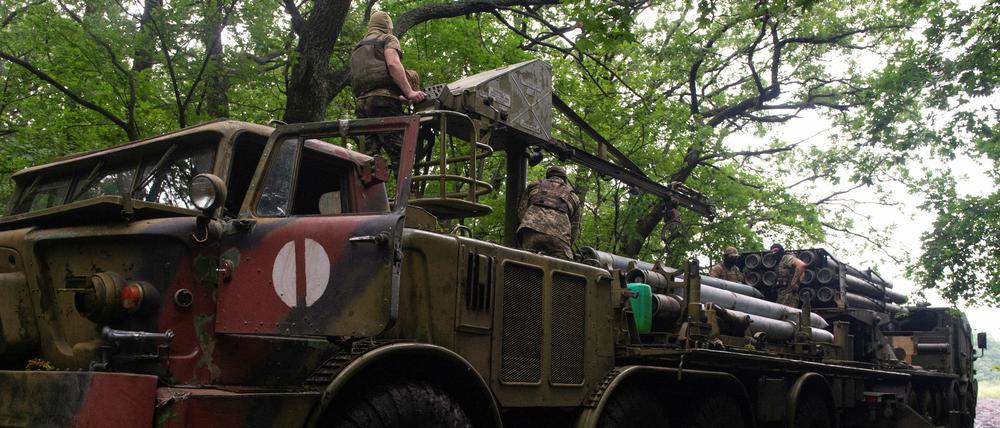 Ukrainische Soldaten in der Region Charkiw. 
