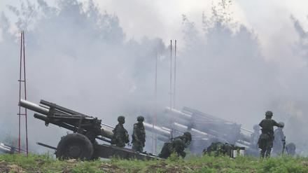 Das taiwanesische Militär bei seiner Militärübung am Dienstag