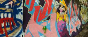 Graffiti-Wand am Südgelände in Berlin: Wie am Mauerpark dürfte auch hier der Boden stark mit Mikroplastik belastet sein.