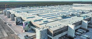 Die Baustelle der Tesla Gigafactory Berlin Brandenburg (Luftaufnahme mit einer Drohne). 