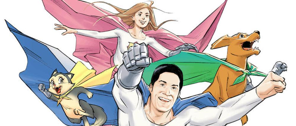 Der Comicheld „Bionicman“ und sein Team, erdacht vom Schweizer Michel Fournasier. Er trägt selbst eine bionische Handprothese und besucht als Superheld verkleidet Schulen, wo er Kinder gegen Mobbing mobilisieren will.