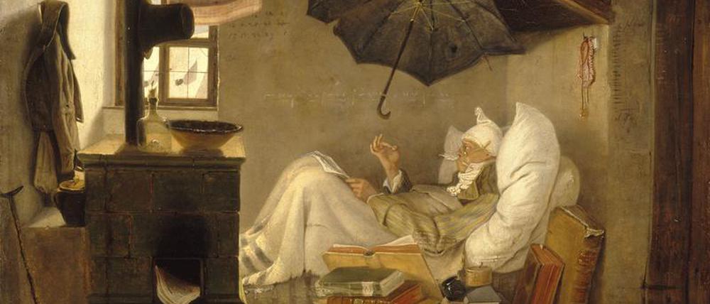 Woran litt er mehr: Schreibblockade oder Geldmangel? Carl Spitzwegs „Armer Poet“ (1839) zeigt die Nöte.