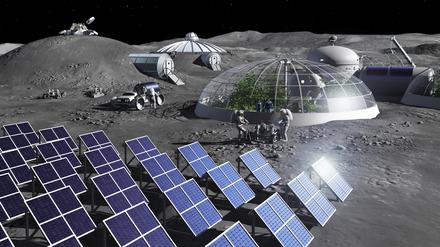 So könnte eine dauerhafte Basis auf dem Mond aussehen.