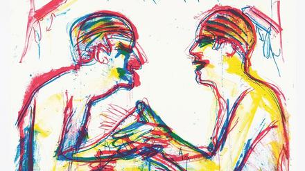 Annäherung oder Abwehr? Untitled (Two Men Shaking Hands), eine Lithographie von Bruce Nauman aus dem Jahr 1994.
