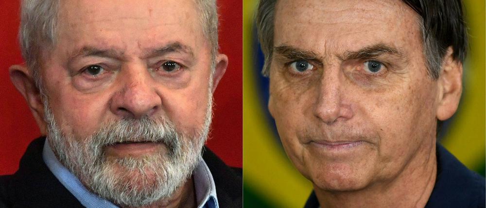 Der ehemalige Präsident (2003-2010) Luiz Inacio Lula da Silva (l) und der amtierende Präsident Jair Bolsonaro (r).