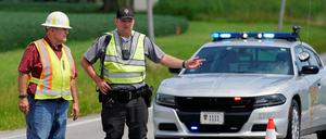 Eine Straßensperre nach dem Vorfall an dem FBI-Büro in Cincinnati