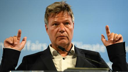 Wirtschaftsminister und Vizekanzler Robert Habeck (Grüne) erklärt die Gasumlage am Montag. 