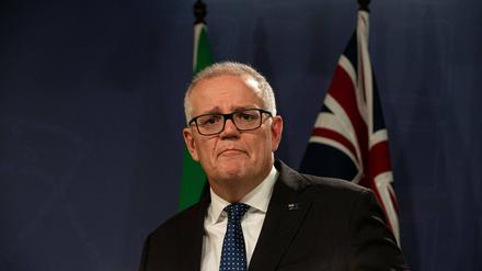 Ex-Premier Scott Morrison bei einer Pressekonferenz am Mittwoch in Sydney.