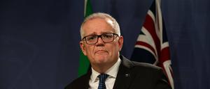 Ex-Premier Scott Morrison bei einer Pressekonferenz am Mittwoch in Sydney.