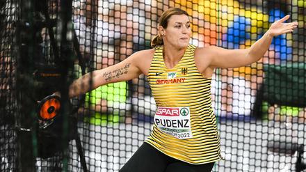 Der richtige Dreh. Kristin Pudenz wirft den Diskus im fünften Versuch auf 67,87 Meter – und erzielt damit eine neue persönliche Bestleistung.