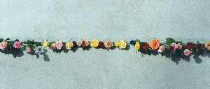 Symbole des Friedens - nicht nur für Orwell. Rosen bei einer Gedenkveranstaltung für die friedliche Revolution in der DDR 1989 an der Gedenkstätte Berliner Mauer 2016.