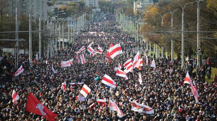 Oktober 2020: Demonstration gegen die Wahlfälschung in Minsk. 