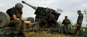 Angehörige der Separatistentruppen in er selbst ernannten „Volkrepublik Luhansk“.