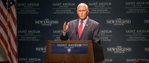 Mike Pence spricht auf einer Tagung in New Hampshire. 