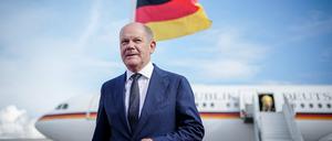 Bundeskanzler Olaf Scholz kommt am 22. August 2022 mit einem Airbus der Luftwaffe in Toronto, Kanada an.