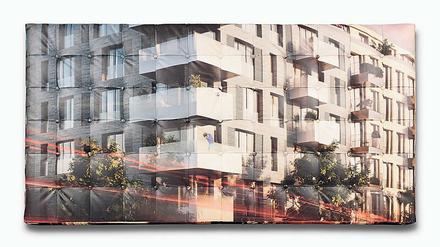 Max Pauls „Berlin Bed #2“ von 2022 ist mit einem Immobilienbanner gepolstert.