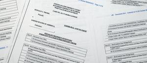 Seiten der FBI-Liste von Gegenständen, die auf dem Anwesen von Trump beschlagnahmt wurden.