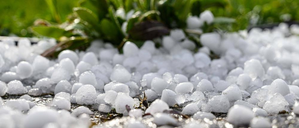 Hagelkörner nach einem Hagelgewitter am 11. Februar 2020 (Symbolbild).