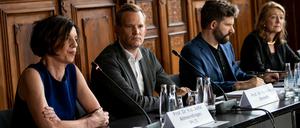 Jutta Allmendinger (links) und Hendrik Streeck (zweiter von links) bei einer Pressekonferenz während der Pandemie.