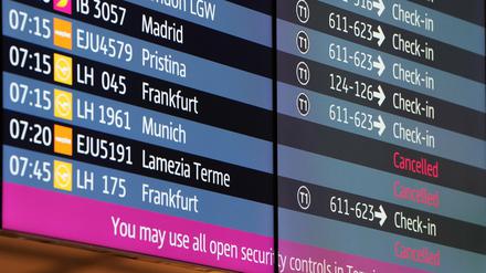 Gestrichene Flüge der Lufthansa am BER.