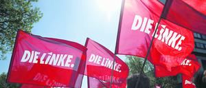 Fahnen der Partei Die Linke (Symbolbild)
