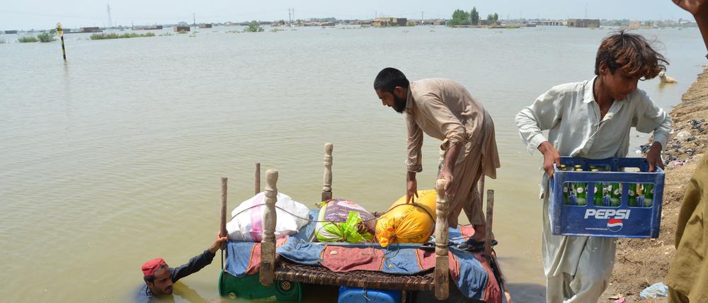 In Pakistan verursachten extreme Regenfälle 2022 großflächige Überschwemmungen.