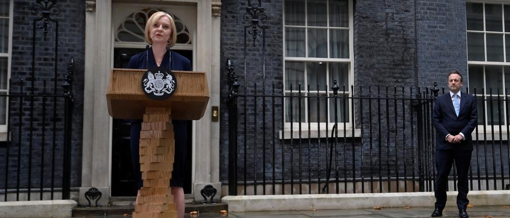 Liz Truss bei ihrer ersten Rede in der Downing Street.