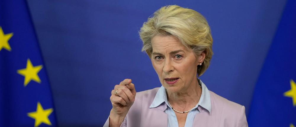 Ursula von der Leyen, Präsidentin der Europäischen Kommission, am 7. September auf einer Pressekonferenz (Archivbild).