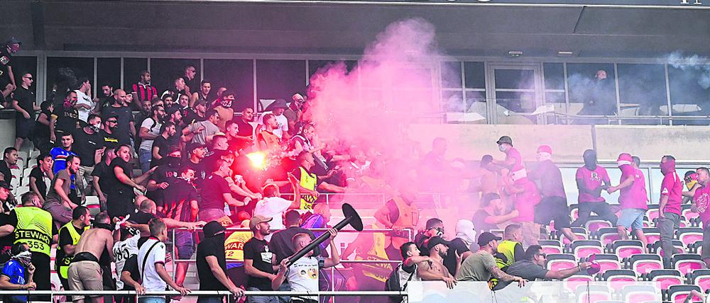 Ausschreitungen zwischen Fans von Nizza und Köln am vergangenen Wochenende.