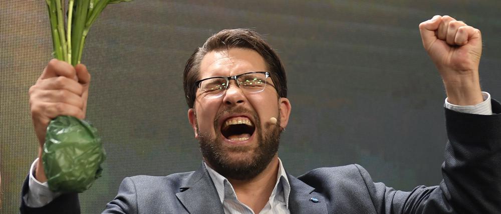 Jimmie Akesson, Chef der rechtspopulistischen Schwedendemokraten, freut sich über den Erfolg seiner Partei. 