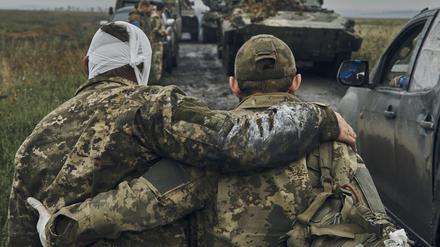 Ukrainische Soldaten in der Region Charkiw, wo die Truppen weite Teile des russischen Territoriums zurückerobert haben.