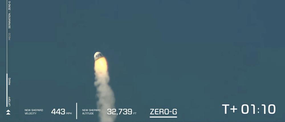 Die Kapsel von Blue Origin beim missglückten Start