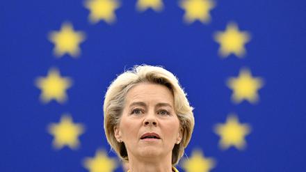 EU-Kommissionschefin von der Leyen am Mittwoch bei ihrer Rede im EU-Parlament in Straßburg. 
