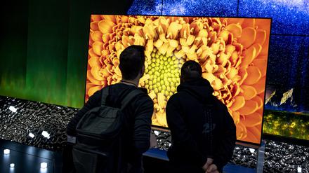 Besucher betrachten auf der Elektronikmesse IFA Fernseher auf dem Stand der Marke LG. Mehr als 1100 Aussteller zeigen auf der IFA die Neuheiten der Unterhaltungselektronik und der Hausgeräte. Foto: Fabian Sommer/dpa +++ dpa-Bildfunk +++