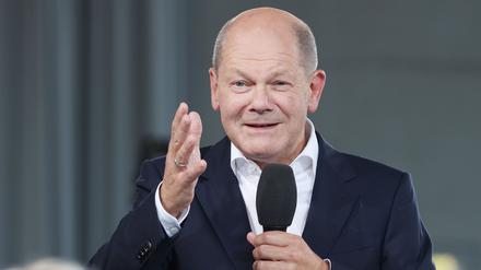 Bundeskanzler Olaf Scholz (SPD) Anfang September bei einem Bürgerdialog in Essen.